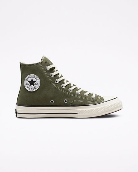 Tenis Converse Chuck 70 Lona Cano Alto Feminino Verde Oliva Pretas | PT B0513P0